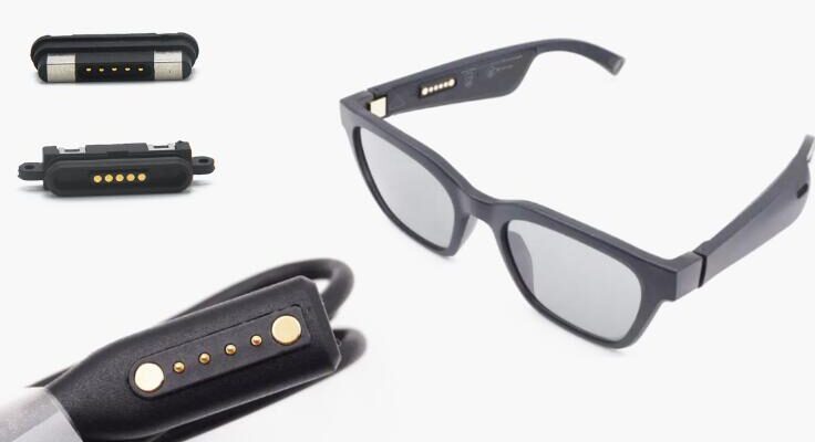 Spring-loaded connector innovative solution for AR/VR glasses
