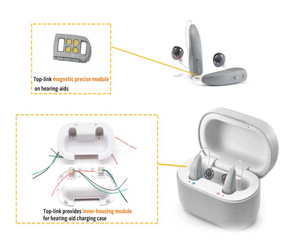 Magnetic pogo pin connector designed by Top-link for Bose hearing aids